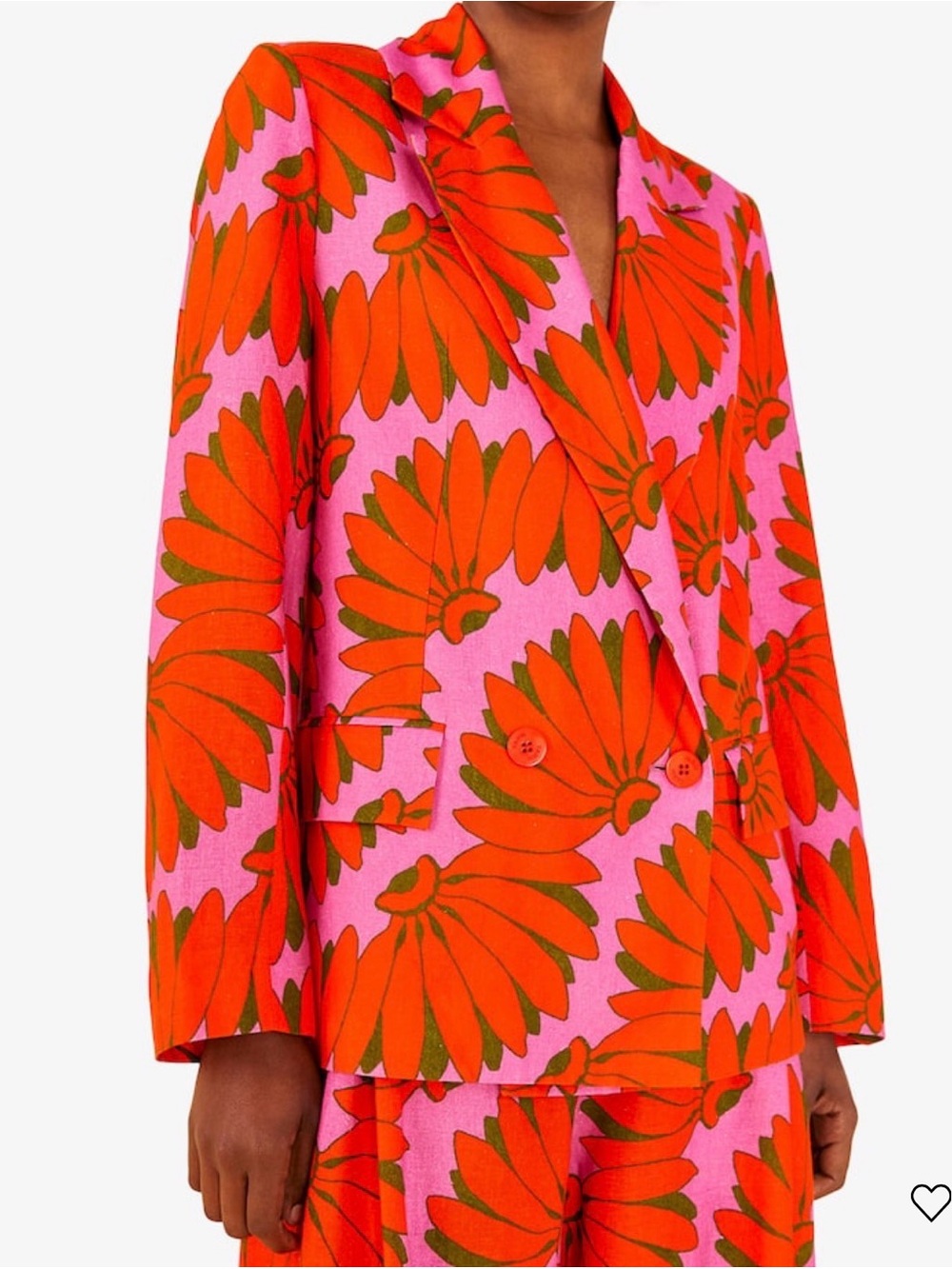 NWOT FARM Rio Copacabana Pink Blazer with Orange Floral Print xsmall